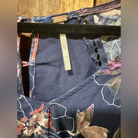 Free People Blue & Floral Fit & Flare Dress Size 2 - Picture 3 of 3